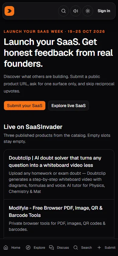 Launch your SaaS page on a phone-sized viewport